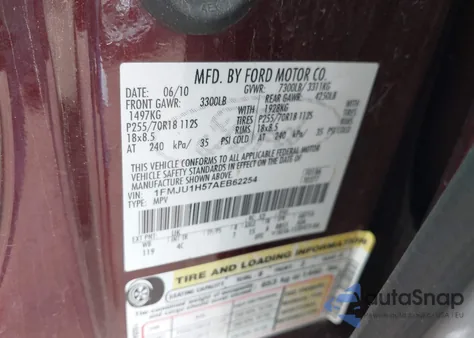 2010 Ford Expedition Eddie Bauer/King Ranch из США, поврежденный, VIN 1FMJU1H57AEB62254